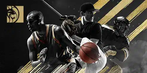 BetMGM banner showing three athletes in different sports