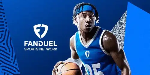 FanDuel sportsbook banner showing a basketball player holding a ball
